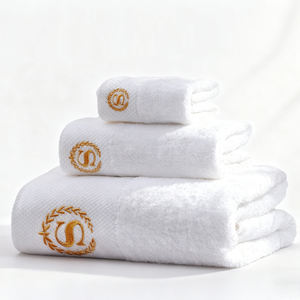 Conjunto de Toalhas de Banho Personalizadas com Logo 100% Algodão Branco 500-600Gsm Toalhas de Algodão de Secagem Rápida Leves e Confortáveis para Hotéis - Product Image 2