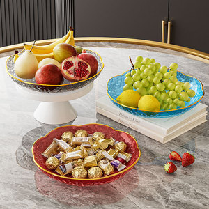 Plastic Light Luxury Retro High-grade Flower Shape Gold Inlay Pattern Fruit <b>Plate</b> Living Room Dried Fruit <b>Snacks</b> Candy Storage - Product Image 3