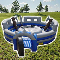 Anneau gonflable de joute Gladiator Duel Arena unisexe en PVC gris avec souffleur et kits de réparation pour les événements en plein air et les parcs