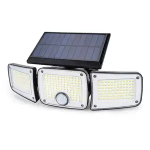 280 LED mit 3 einstellbaren Köpfen Bewegungssensor wasserdichte Solarlampe für Eingangstür Hof Garage-Solar-Gärtenlicht