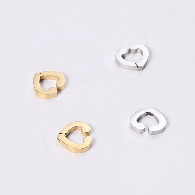 Women Girls Stainless Steel 18k Gold Plating Heart Shaped No Ear Hole Piercing Upper Ear Cuff Wrap Earrings