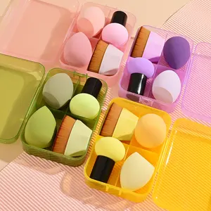 In stock hot selling wholesale 4pcs makeup brush sponge set mushroom foundation blending beauty sponge