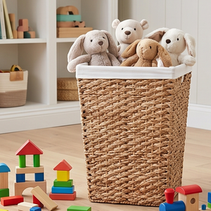Natural Woven Seagrass Laundry Hamper with Removable Cotton Liner, <b>Rectangular</b> Wicker <b>Storage</b> <b>Basket</b> for Bathroom - Product Image 4