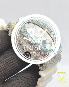 Reloj de Diamantes Moissanite VVS Azul Más Vendido, Esfera Blanca de Plata de Ley 925, Reloj de Diseño de Lujo con Incrustaciones de Diamantes al Mejor Precio - Product Image 5