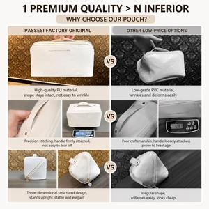 Sac de toilette de voyage personnalisé en gros, souple, avec poignée, fermeture éclair, grande capacité, étanche, pour maquillage, en PU - Product Image 6