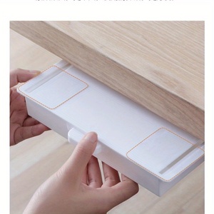 Boîte de rangement dissimulée en gros pour tiroir de bureau, support de table en plastique auto-adhésif, organisateur simple pour articles divers, cosmétiques et papeterie - Product Image 2