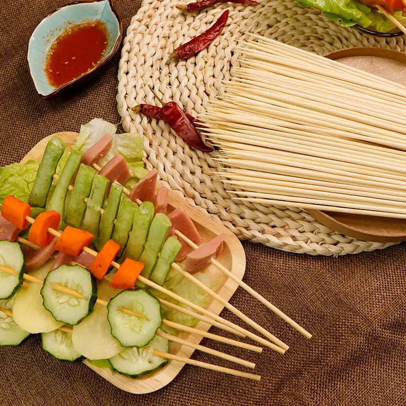 Disposable Bamboo Wooden Kebab Skewers Bamboo Sticks for BBQ Use Customized logo