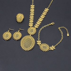 Jxx Women's Fashion Cubic Zirconia Jewelry <b>Sets</b> 24K Gold Plated Brass Bridal Wedding Beaded Claw Setting New Sale Dubai - Product Image 1