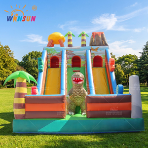 Toboggan gonflable WINSUN Dinosaure pour adultes et enfants, toboggan commercial attrayant en PVC, toboggan sec double gonflable - Product Image 1