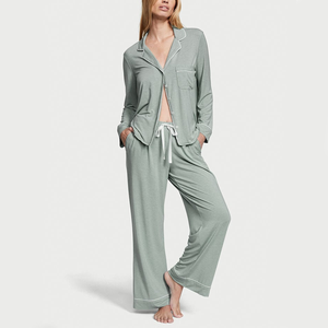 Pigiami da <span class=keywords><strong>Donna</strong></span> all'Ingrosso, Set con Bottoni Frontali, Oversize, Maniche Lunghe e Pantaloni in <span class=keywords><strong>Viscosa</strong></span> di Bambù - Product Image 4