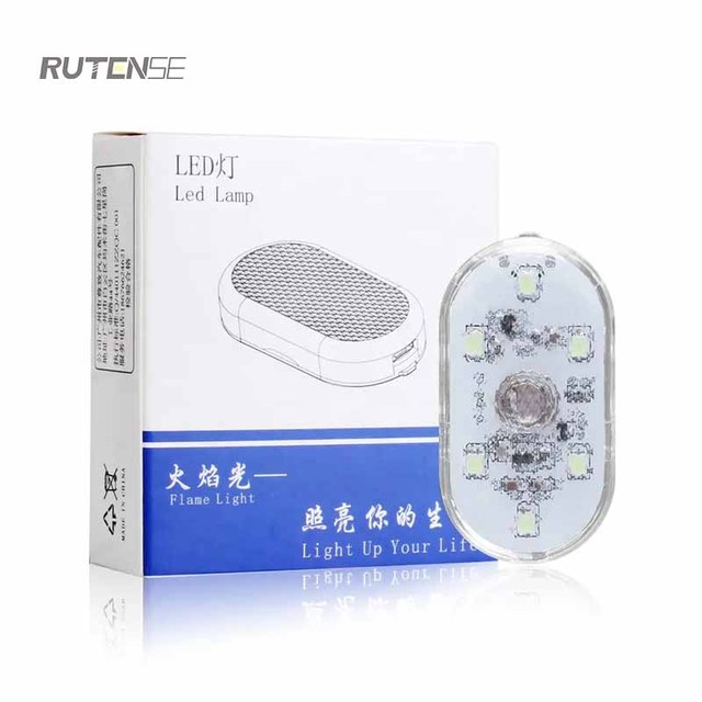 RUTENSE Car RGB Atmosphere Light Interior Ambient Mini Auto USB Charging Reading Lamp Car Led Stick Touch Sensor Light
