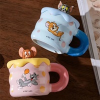 Taza de Cerámica 3D Personalizada con Diseño de Dibujos Animados para Parejas, con Tapa, Resistente al Calor, Capacidad de 320 ml, Regalo de Cumpleaños