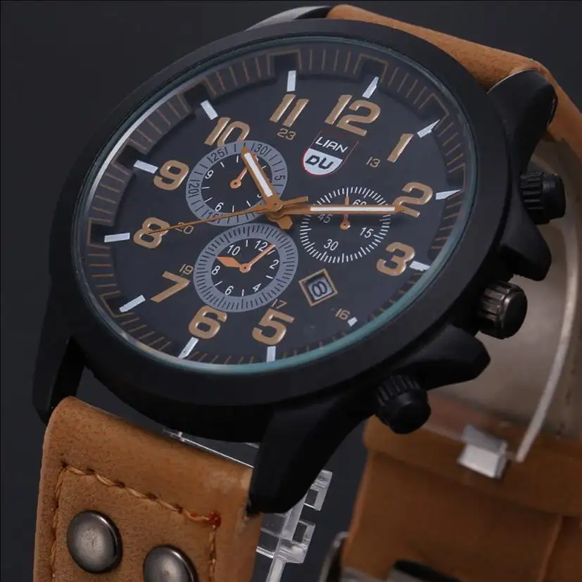 Zhengyang Fashion Luxury Classic Men Hip Hop Stainless Steel Sports Cheap Leather Strap Wrist Quartz Watch for Men