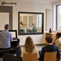 Fenêtre d'observation insonorisée à quatre couches de verre pour studio d'enregistrement, avec joints et cadre en acier