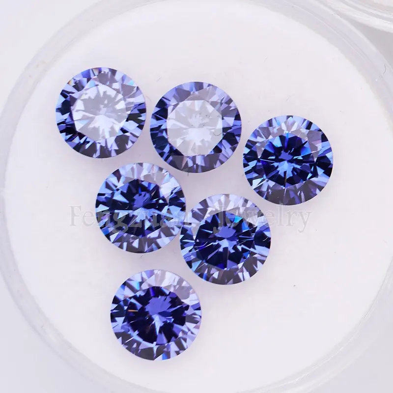 Wuzhou loose zirconia gemstone 5A round cz gems 1mm 1.25mm 1.5mm violet synthetic cubic zirconia cz stone for jewelry