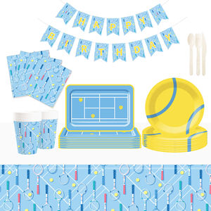 Artículos de Fiesta de Cumpleaños Infantiles Personalizados con Temática Deportiva Azul, Vajilla Desechable, Decoración de Mesa - Product Image 2