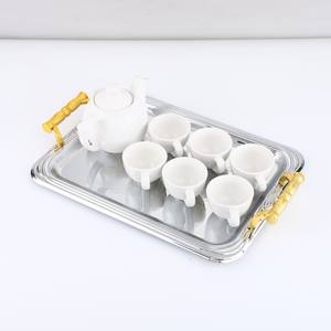 Plateau de service décoratif doré, écologique, compatible lave-vaisselle, avec poignées (lot de 3) - Product Image 4