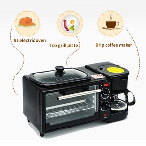 Juego de utensilios de cocina 3 en 1 para el hogar, sartén eléctrica multifuncional, cafetera, tostadora para desayuno para uso en exteriores, novedad - Product Image 2