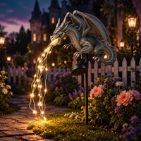 Lampe solaire de jardin en résine dorée Dragon Volant, étanche, avec LED à effet de flamme, pour la décoration de pelouse, de jardin et de patio
