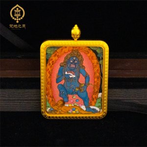 Quà Tặng Lãnh Đạo màu sắc khoáng sản, Mặt dây chuyền Tangka vẽ tay đạo đức doanh nghiệp jambhala đen, biểu tượng lợi nhuận cân bằng, - Product Image 1