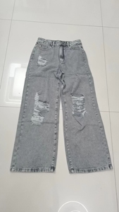 <span class=keywords><strong>Jeans</strong></span> logori lavati XS-XL con buchi strappati pantaloni a gamba dritta alla moda pantaloni casual da strada - Product Image 5