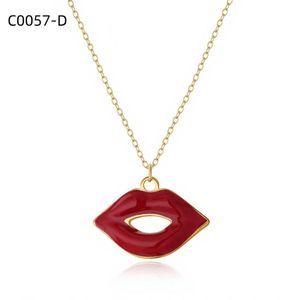 Amy Amy Fashion Pendant Necklace Silver Plated <b>Red</b> Lips Design For Women Everyday Wearing <b>Gift</b> Jewelry C0057 - Product Image 2