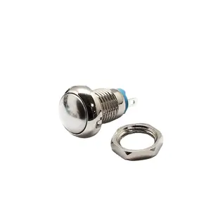 Encher 10mm 1no bola pequeno momentâneo metal botão de pressão empurrar interruptor desligar sem luz