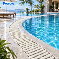 Grille de piscine flexible Poolux 18-40cm en PP, canaux courbes et droits, grille de drainage à trois connecteurs pour débordement