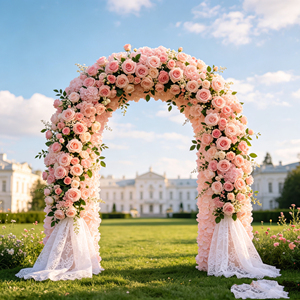 Arco decorativo en forma de U con flores artificiales para decoración de bodas y fiestas. - Product Image 4