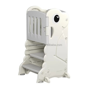 Tabouret d'apprentissage Montessori réglable en hauteur pour tout-petits, en forme de dinosaure, <span class=keywords><strong>tour</strong></span> d'aide de cuisine pour enfants avec garde-corps de sécurité intégré pour <span class=keywords><strong>la</strong></span> maison - Product Image 4