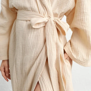 Kimino Long Belted <strong>Robes</strong> Designer Woven Solid Cotton Crepe Bath <strong>Robe</strong> Designer Spa Women <strong>Robes</strong> - Product Image 5
