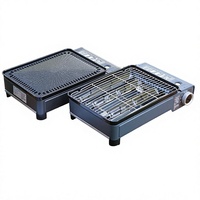Réchaud à cassette en alliage monobloc multifonctionnel, barbecue coupe-vent pour camping extérieur, poêle domestique portable à gaz pour pique-niques