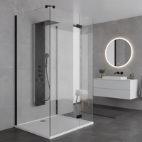 Colonne de douche multifonctionnelle en aluminium noir Vaguel avec modes de pulvérisation pour salle de bain