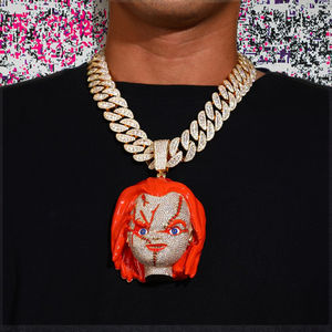 Kalung Pria kustom Aloi tembaga dilapis emas Hip Hop 5A zirkon Iced Out besar kartun <span class=keywords><strong>3D</strong></span> liontin enamel - Product Image 2