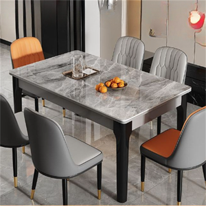 Mesa de Comedor Extensible Multifuncional Moderna de Roble con Tapa de <span class=keywords><strong>Piedra</strong></span> Sinterizada y Patas de Madera para Apartamentos y Hoteles - Product Image 4