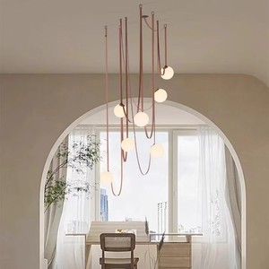 Nordic Minimalist Pendant <b>Light</b> Round E27 LED Adjustable Height Gold <b>Chandelier</b> For Loft Dining Room - Product Image 4