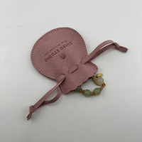 Kantong Serut Beludru Mikrofiber Bentuk Labu Merah Muda untuk Kalung, Anting, Cincin, Liontin, Tas Hadiah Eksklusif
