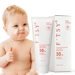 OEM Vegan Natural Sunblock Baby Sunscreen Broad Spectrum UVA/UVB Sun Protection SPF 50+ Mineral Sunscreen For Babies