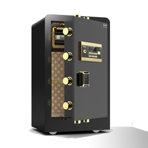 Metal Key Lock Safe Money Saving Portable Cheap Cash Box Black Steel Material smart alarm Safe Cabinet