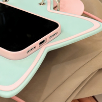 Coque de téléphone originale personnalisée extra-large avec étoile bleue et pince à cheveux, avec cordon, pour iPhone 17 Pro Max 15/16 iPhone 18 Pro
