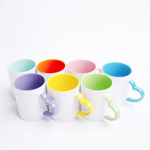 Heart-Shaped Handle Two-Tone Ceramic Mug | Custom Logo Promotional Gift - Product Image 2