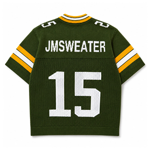 Fabricant de pulls, LOGO personnalisé, pull d'été pour <span class=keywords><strong>homme</strong></span>, pull à col en V à manches courtes en jacquard à lettres, maillot de football en tricot pour <span class=keywords><strong>homme</strong></span> - Product Image 2