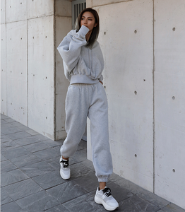 Sweat-shirts à capuche courts pour femmes en coton 100% personnalisés, automne-hiver, surdimensionnés, en molleton, pour le sport, décontractés, en soie, à capuche, courts et longs - Product Image 3