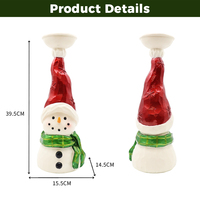 Porte-bougie en résine en forme de bonhomme de neige de Noël avec une lueur chaude pour centre de table de fête et décoration d'intérieur hivernale