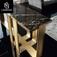 Table console de luxe minimaliste personnalisée de pieds en acier inoxydable avec dessus en marbre pour le salon