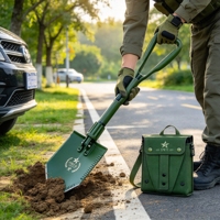 Pelle pliante robuste L&P pour creuser des tranchées, randonnée, aventures en plein air, pelle pliante de style allemand