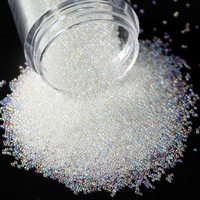 Perles pour ongles 10 ml, billes de verre AB, strass ronds transparents, mini paillettes, micro perles caviar pour nail art