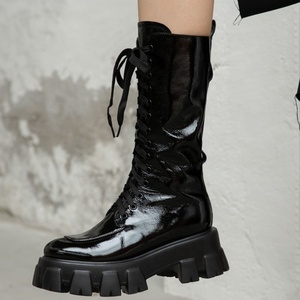 New Designs Lace-up Buckle Women <b>Boots</b> Removable Decoration Thick Sole Middle High Booties Shoes Breathable <b>Boots</b> for Ladies - Product Image 3