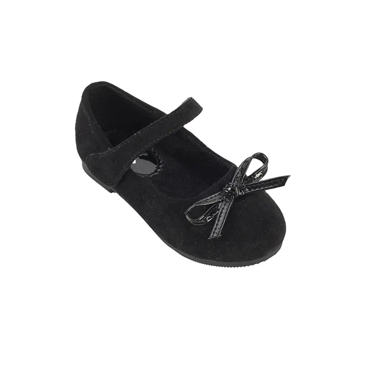 Girls black leather shoes fashionable toddler baby anti-slip flat shoes children's fashion breathable soft bottom princess shoes