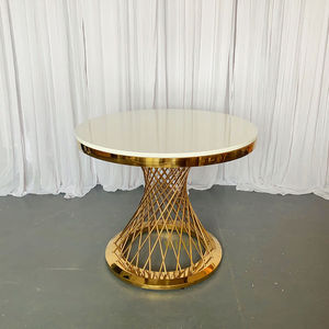 Mesa Redonda de Acero Inoxidable Dorado para Bodas y Eventos, Mesa de Centro con Espejo, Nuevo Diseño en Oferta - Product Image 4